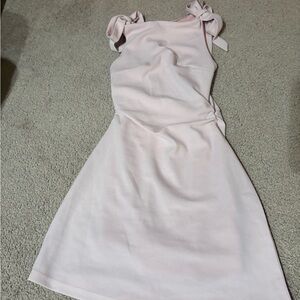 Cider Light Pink Bow Strap Mini Dress